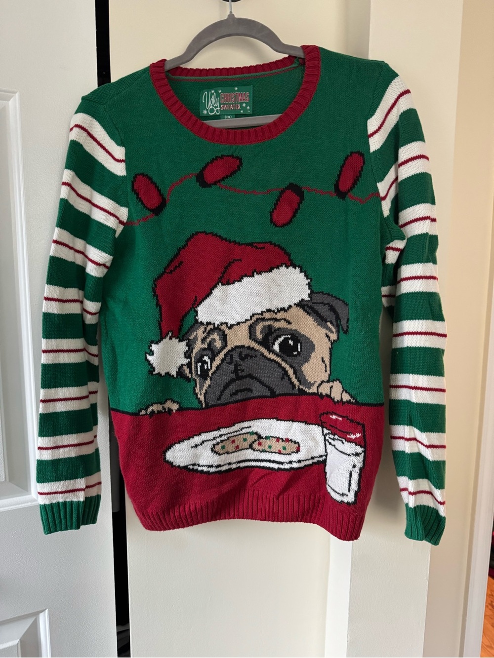 Pug + Cookies Ugly Christmas Sweater Lights Upnn